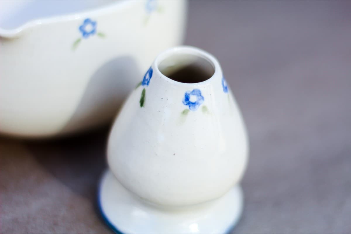 Blue flower vase and bowl set