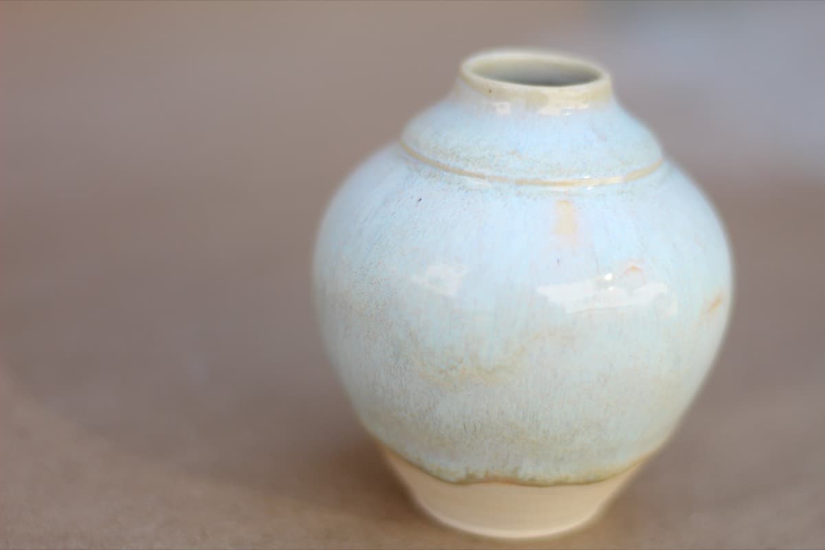 Blue glazed bud vase