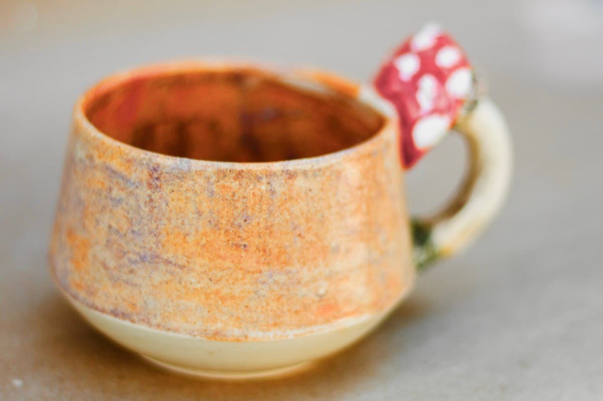 Pink drip-glaze mug